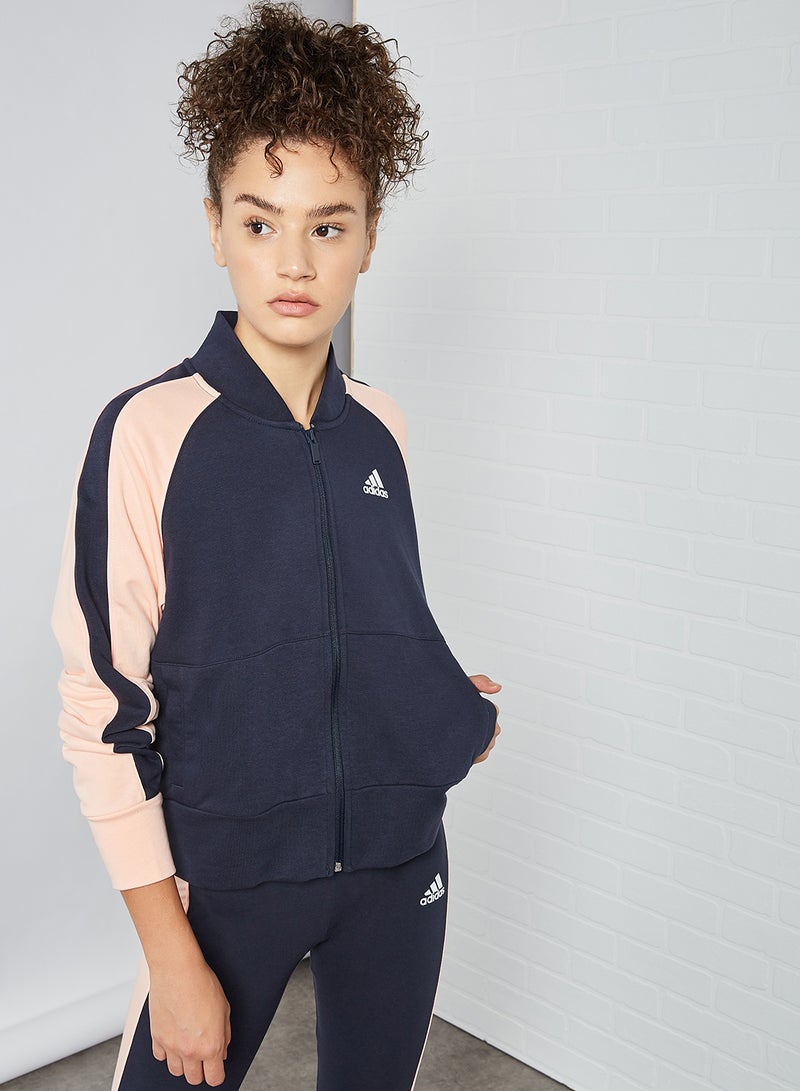 Adidas - Bomber Jacket And Tights Track Suit Navy Blue/Peach - Image 1