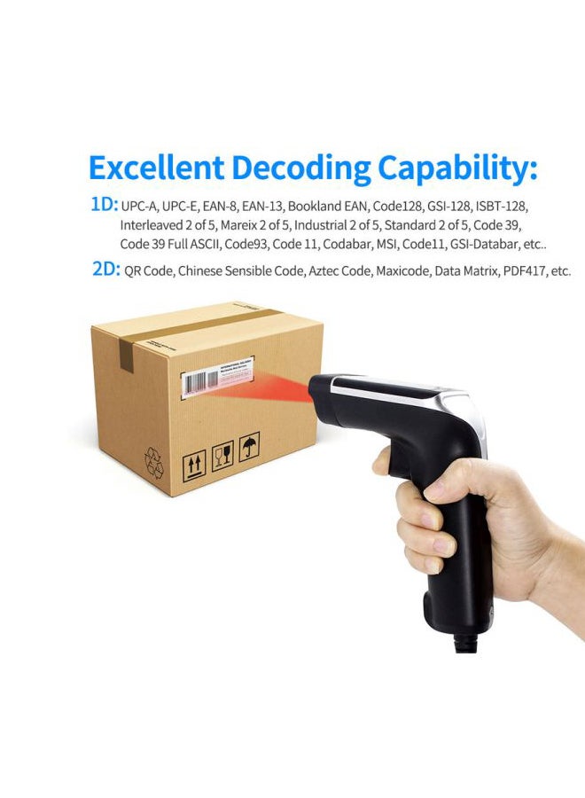 Aibecy 2-In-1 Handheld Bar Code Scanner Black/Silver - Image 4