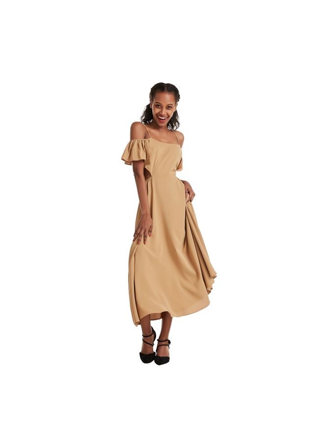 Hanyimidoo Flared Maxi Dress Brown  - Image 4