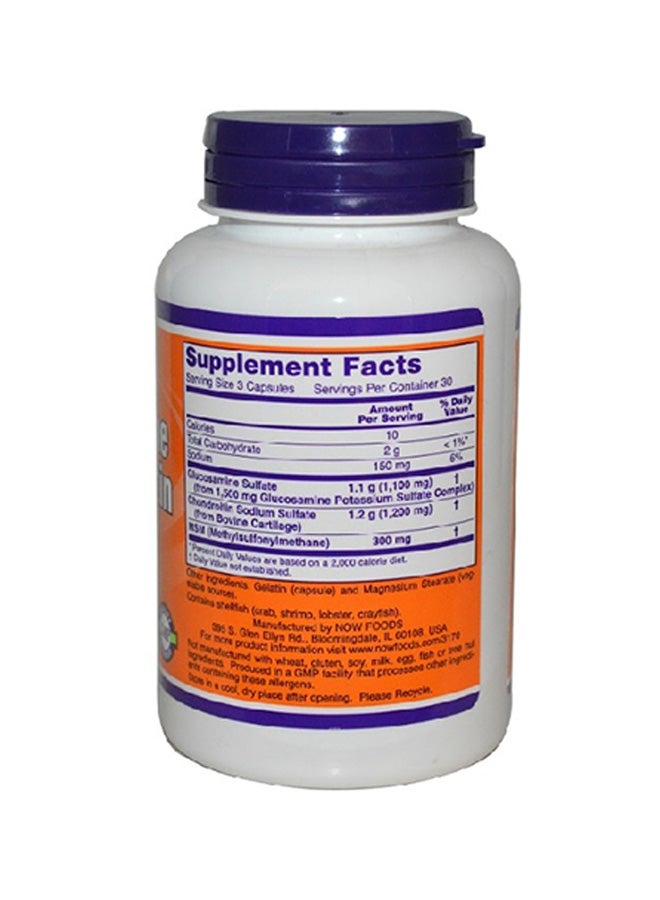 ناو فودز مكمل غذائي بالجلوكوزامين والكوندرويتين مع ام اس ام - 90 كبسولة - Image 2