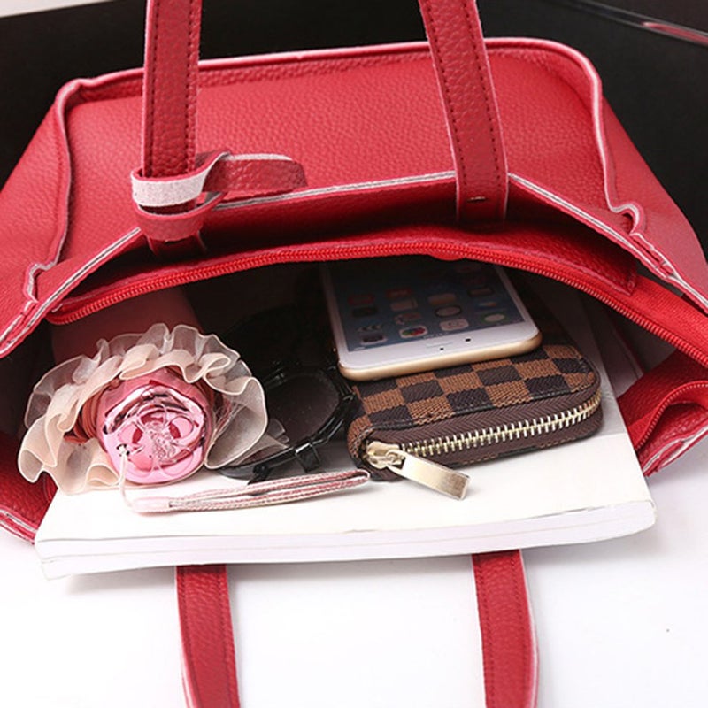 Generic 4-Piece PU Shoulder Bag Set Red  - Image 4