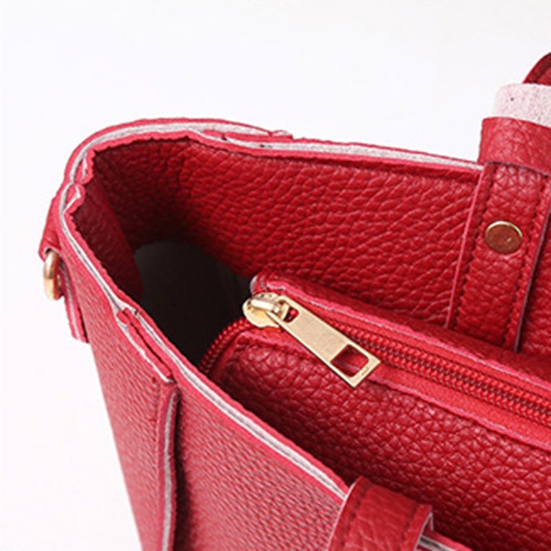 Generic 4-Piece PU Shoulder Bag Set Red  - Image 5