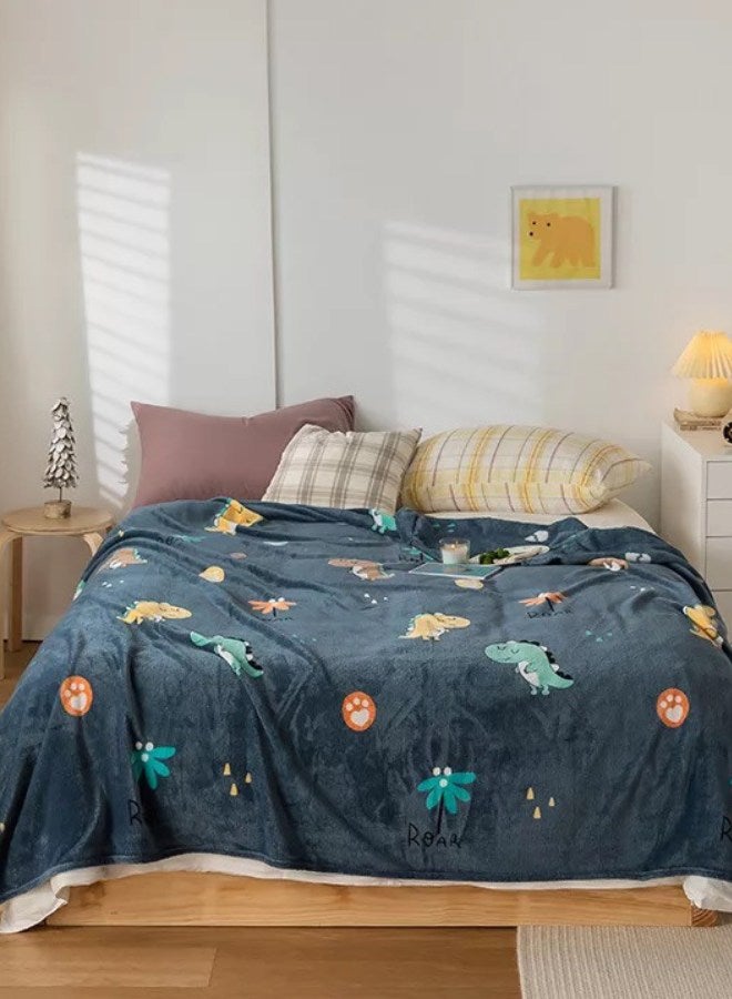 Deals for Less - Printed Bed Blanket Fleece Blue/Yellow/Orange 200x230cm - Image 1