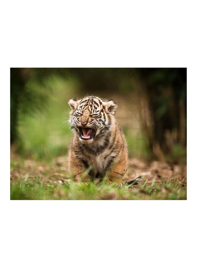Fast Print Tiger Themed Self Adhesive Wall Sticker Brown/Green/Black 160x120cm