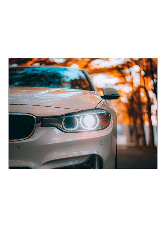 فاست برينت ملصق جداري ذاتي اللصق شكل سيارة أبيض/أسود/برتقالي 160x120سم