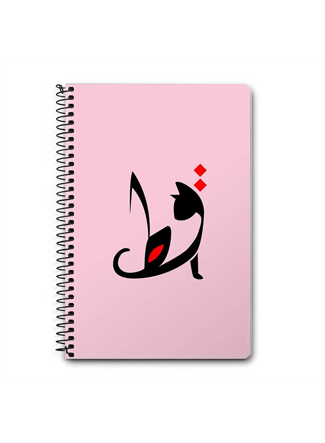 ستايلايزد دفتر ملاحظات بسلك حلزوني مقاس A5 مزين بطبعة قطة وردي/ أسود/ أحمر