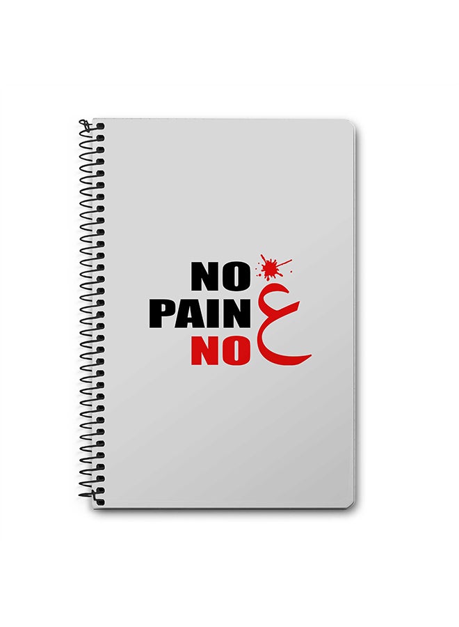Stylizedd No Pain No Gain A5 Spiral Notebook Grey/Black/Red 