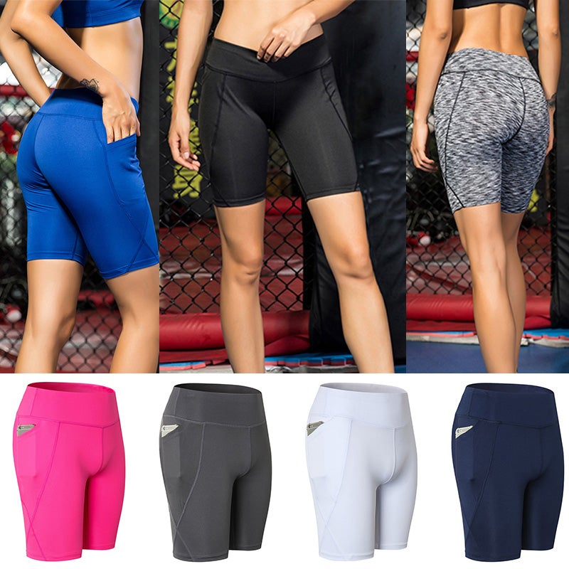 Generic - High Waist Pocket Detail Workout Shorts Dark gray - Image 1