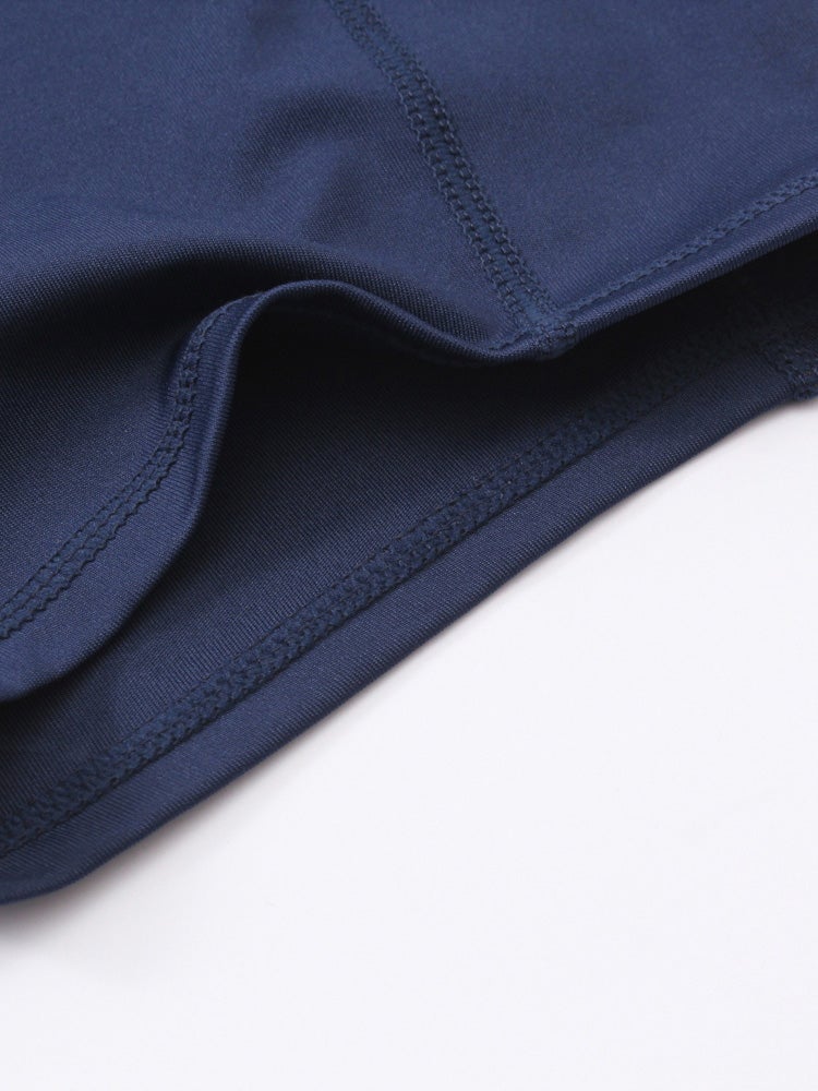 High Waist Side Pockets Details Yoga Shorts Dark blue