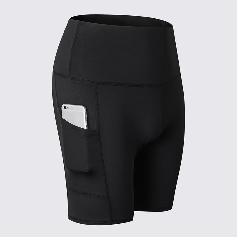 شورت يوغا بخصر مرتفع وجيوب جانبية أسود - Image 4