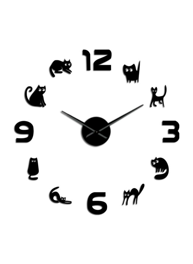 بيوينتي ساعة حائط بتصميم لطيف على شكل قطة يمكن تركيبها يدوياً أسود 15x10x4.5سم - Image 1