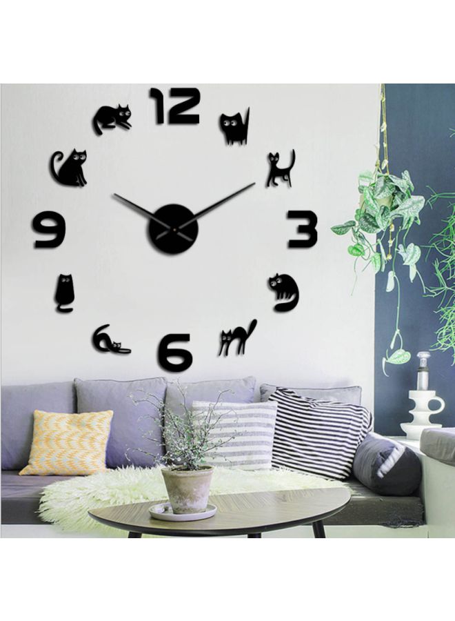 بيوينتي ساعة حائط بتصميم لطيف على شكل قطة يمكن تركيبها يدوياً أسود 15x10x4.5سم - Image 2