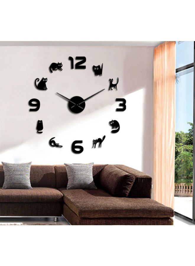 بيوينتي ساعة حائط بتصميم لطيف على شكل قطة يمكن تركيبها يدوياً أسود 15x10x4.5سم - Image 3