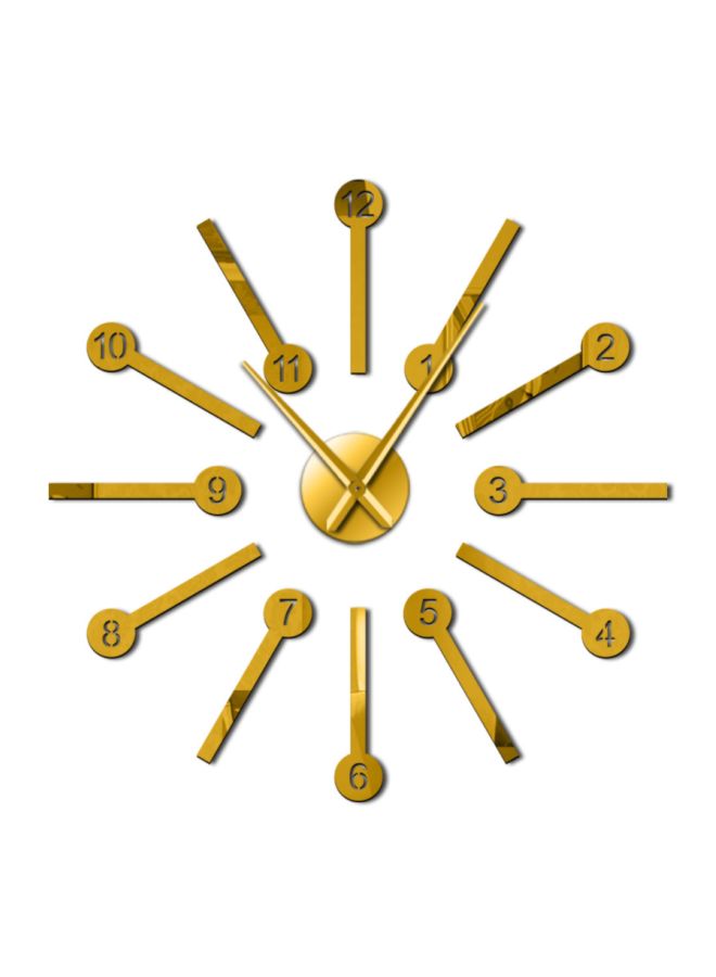 Beauenty DIY Mirror Sticker Wall Clock Gold 15x10x4.5cm - Image 1