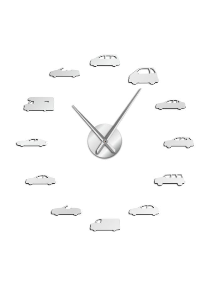 بيوينتي ملصق ساعة حائط بتصميم سيارات يمكن أن تلصقها بنفسك فضي 15x10x4.5سم - Image 1