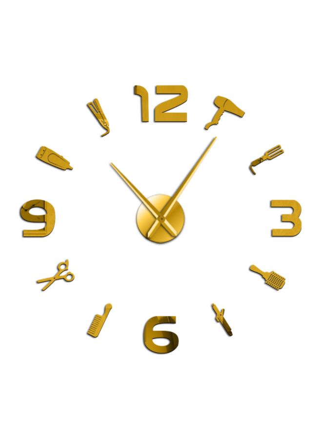 بيوينتي ساعة حائط بتصميم مجموعة أدوات حلاقة يمكن تركيبها يدوياً ذهبي 15x10x4.5سم - Image 1