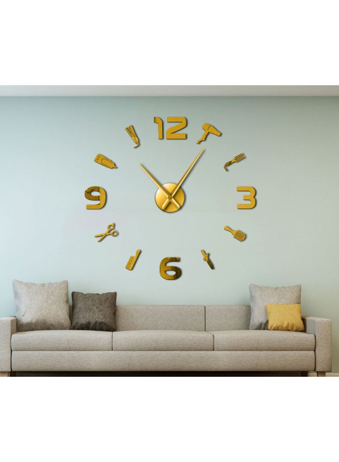 بيوينتي ساعة حائط بتصميم مجموعة أدوات حلاقة يمكن تركيبها يدوياً ذهبي 15x10x4.5سم - Image 3