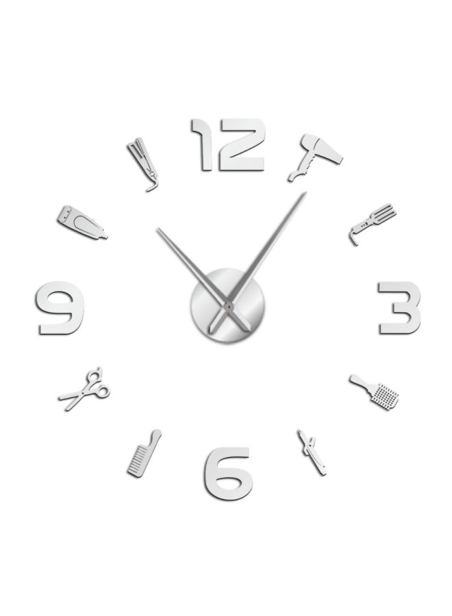 بيوينتي ساعة حائط بتصميم مجموعة أدوات حلاقة يمكن تركيبها يدوياً فضي 15x10x4.5سم - Image 1