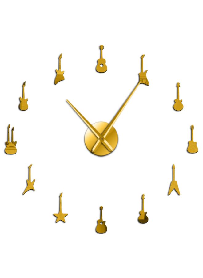 Beauenty DIY Rock Guitar Designed Wall Clock Gold 15x10x4.5cm  - Image 1