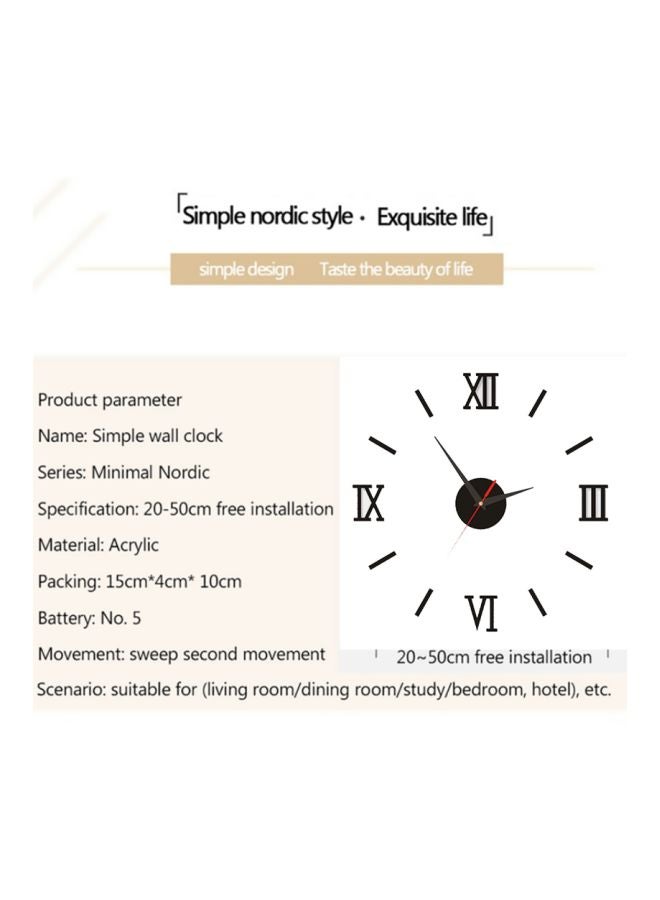 بيوينتي ساعة حائط بتصميم كلاسيكي بسيط بطابع أوروبي يمكنك تركيبها بنفسك أسود 15x10x4سم - Image 4