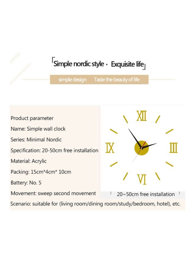 بيوينتي ساعة حائط بتصميم كلاسيكي بسيط بطابع أوروبي يمكنك تركيبها بنفسك ذهبي 15x10x4سم - Image 3