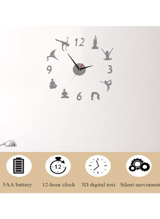 بيوينتي ملصق ساعة حائط بتصميم يوجا بطابع أوروبي يمكنك لصقه بنفسك فضي 14x10x4سم - Image 2