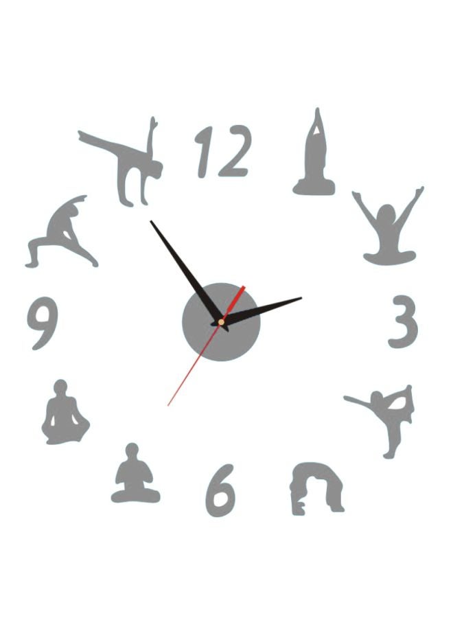 بيوينتي ملصق ساعة حائط بتصميم يوجا بطابع أوروبي يمكنك لصقه بنفسك فضي 14x10x4سم - Image 1