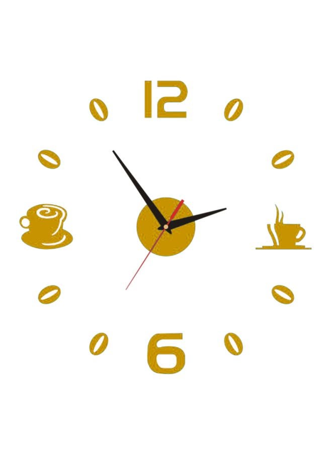Beauenty DIY Minimal Nordic Series Coffee Beans Themed Wall Clock Gold 15x10x4cm - Image 1