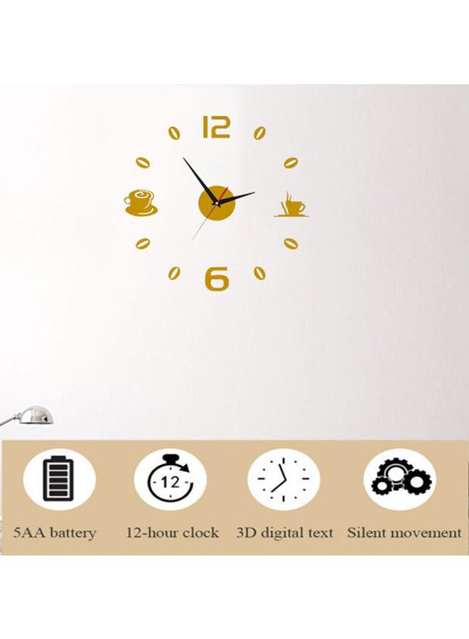 Beauenty DIY Minimal Nordic Series Coffee Beans Themed Wall Clock Gold 15x10x4cm - Image 2
