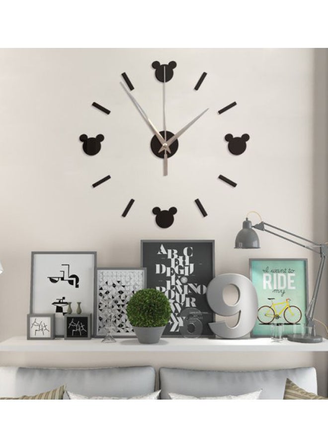 بيوينتي ساعة حائط بتصميم الشخصية الكرتونية ميكي ماوس يمكنك لصقها بنفسك أسود 14x10x4سم - Image 2