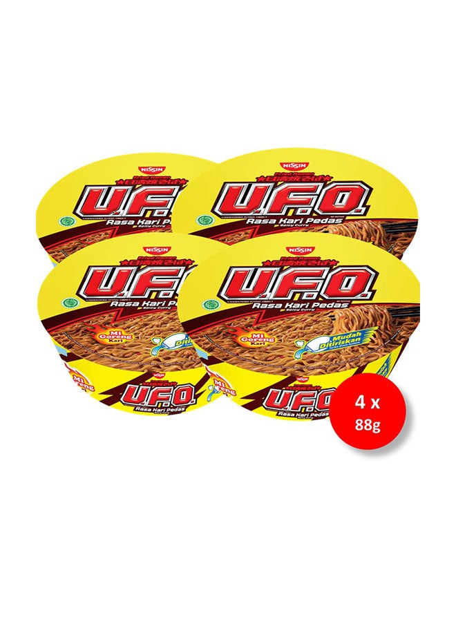 Nissin Ufo Fried Ramen Spicy Curry Cup Noodles 88.0grams Pack of 4 