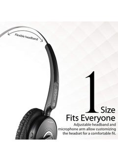 PROMATE Wireless Mono Headset, Premium Bluetooth Headphone with Noise Cancelling Mic, HD Voice, Built-In Controls and Adjustable Fit Headband for Skype, Stage Speaker, Teaching, Engage Black  - Image 3