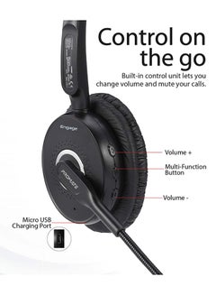 PROMATE Wireless Mono Headset, Premium Bluetooth Headphone with Noise Cancelling Mic, HD Voice, Built-In Controls and Adjustable Fit Headband for Skype, Stage Speaker, Teaching, Engage Black  - Image 4
