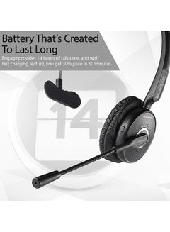 PROMATE Wireless Mono Headset, Premium Bluetooth Headphone with Noise Cancelling Mic, HD Voice, Built-In Controls and Adjustable Fit Headband for Skype, Stage Speaker, Teaching, Engage Black  - Image 5