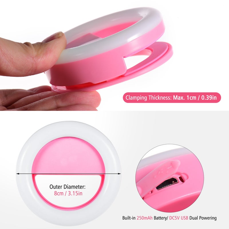 مصباح LED حلقي للهاتف لتصوير السيلفي وردي - Image 4