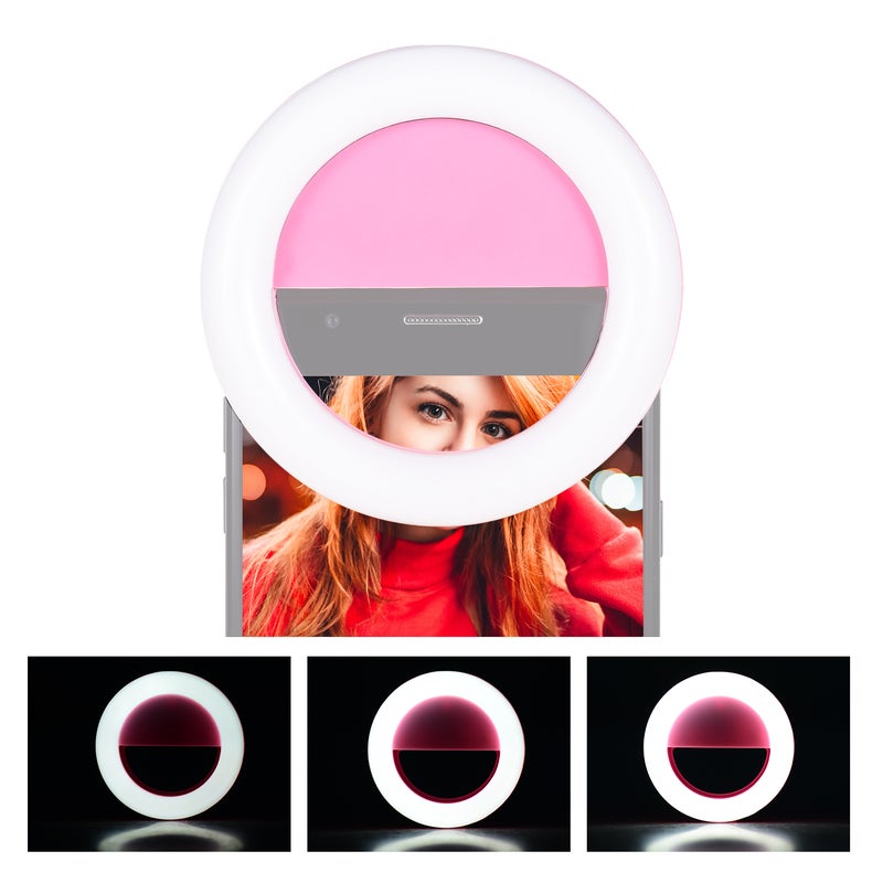 مصباح LED حلقي للهاتف لتصوير السيلفي وردي - Image 5