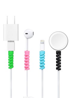 4-Piece Spiral Charger Cable Protector Multicolour