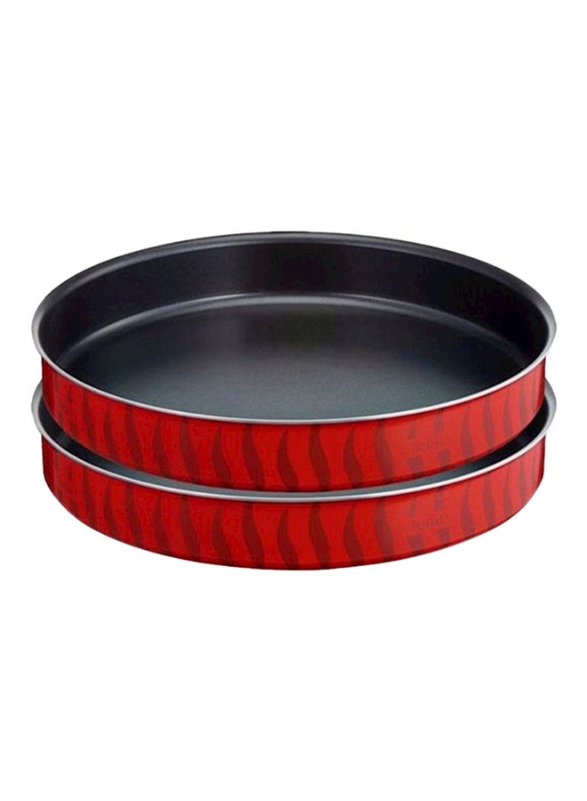 Tefal Tempo 2-Piece Round Baking Oven Dishes Set Aluminum Non-Stick Red/Black 30cm  - Image 1