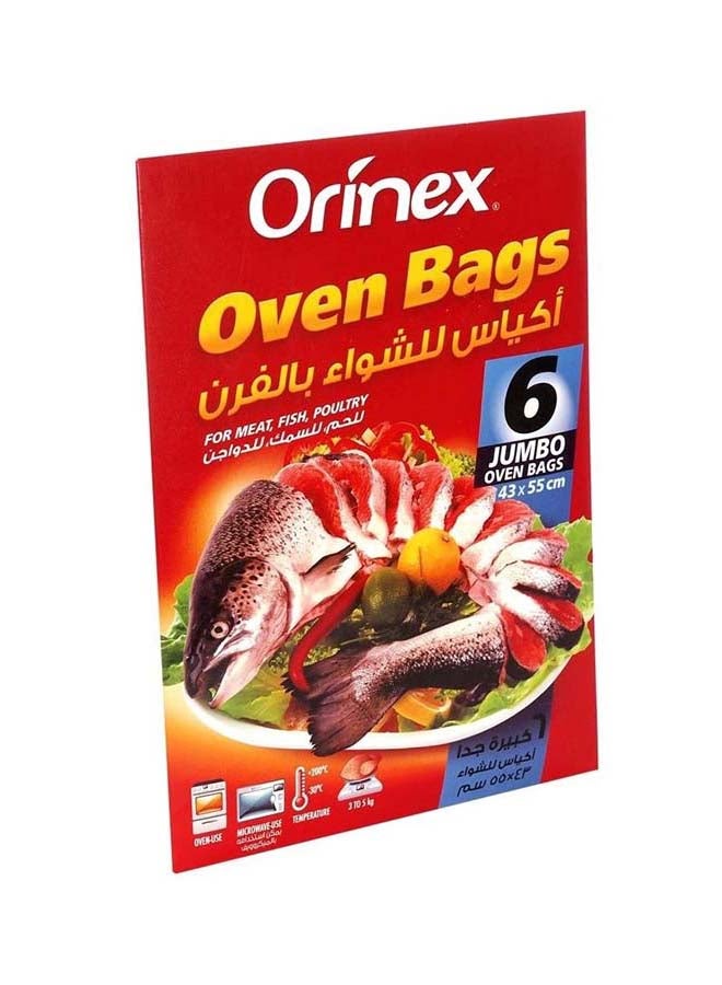Orinex 6-Piece Jumbo Oven Bag Set Clear 43x55cm  - Image 1