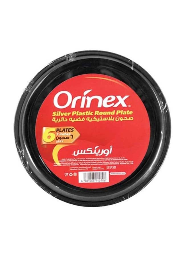 أورينيكس أطباق دائرية من البلاستيك 7 بوصة فضي 