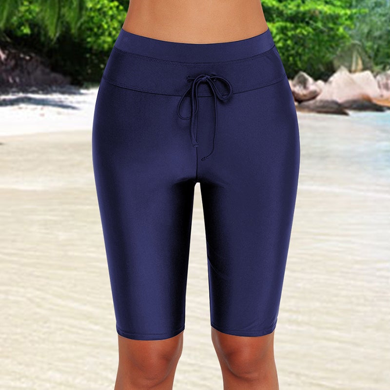 Generic - Tie Waist Skinny Fit Swim Shorts Dark Blue - Image 1