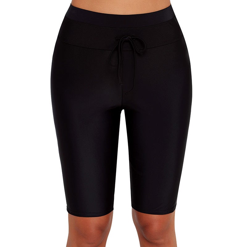 Generic - Tie Waist Skinny Fit Swim Shorts Black - Image 1