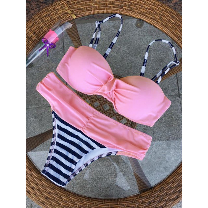 2-Piece Striped Bikini Set Pink/Blue/White  - Image 3