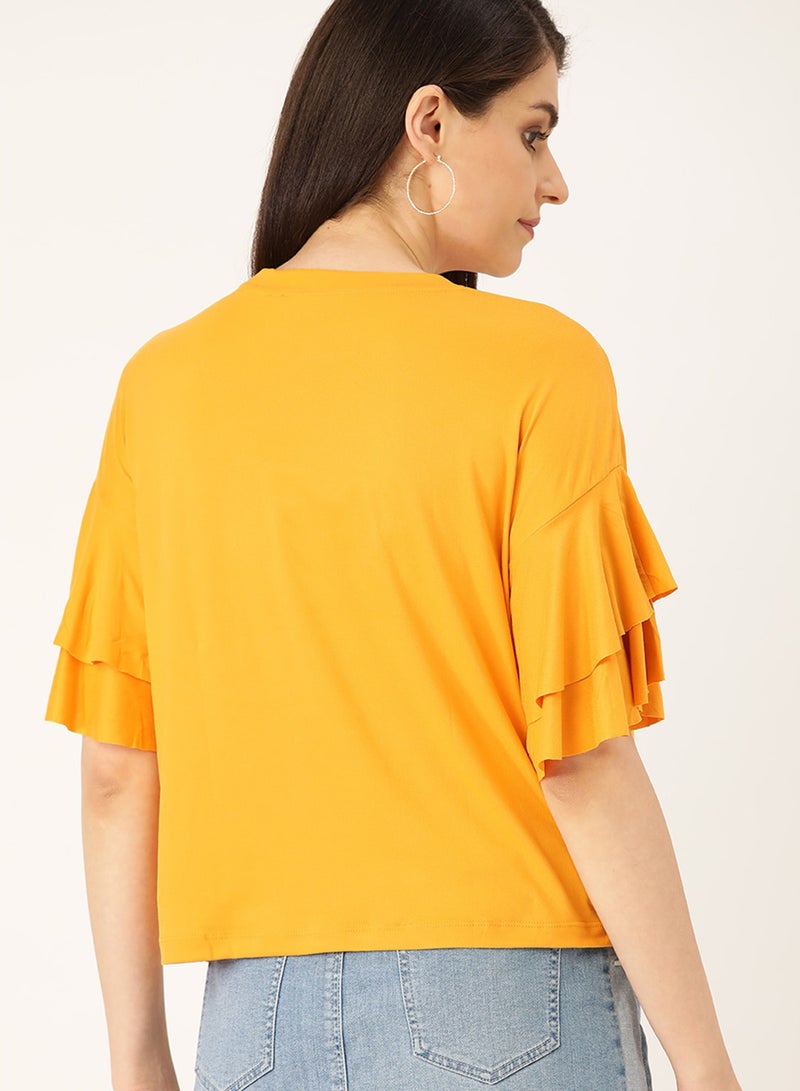 DressBerry Tiered Sleeve Top Mustard  - Image 2