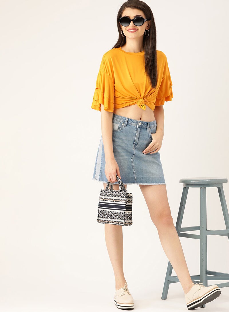 DressBerry Tiered Sleeve Top Mustard  - Image 4