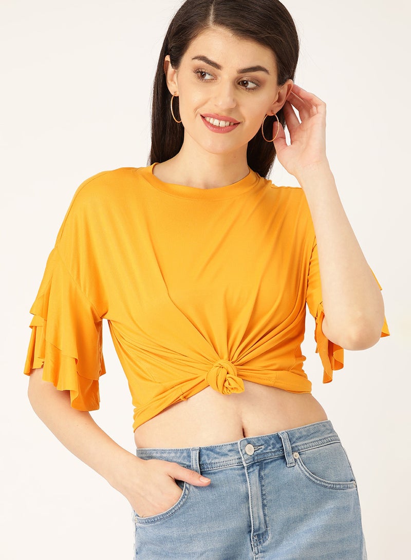 DressBerry Tiered Sleeve Top Mustard  - Image 1