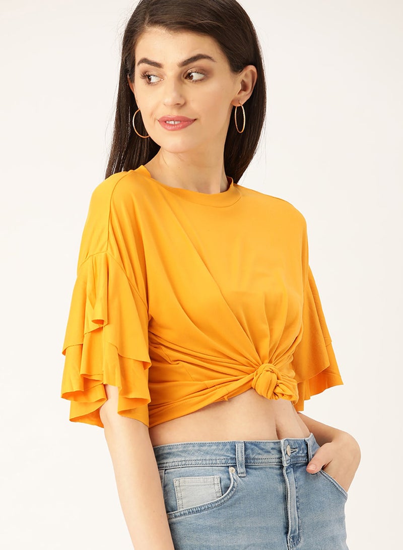 DressBerry Tiered Sleeve Top Mustard  - Image 3