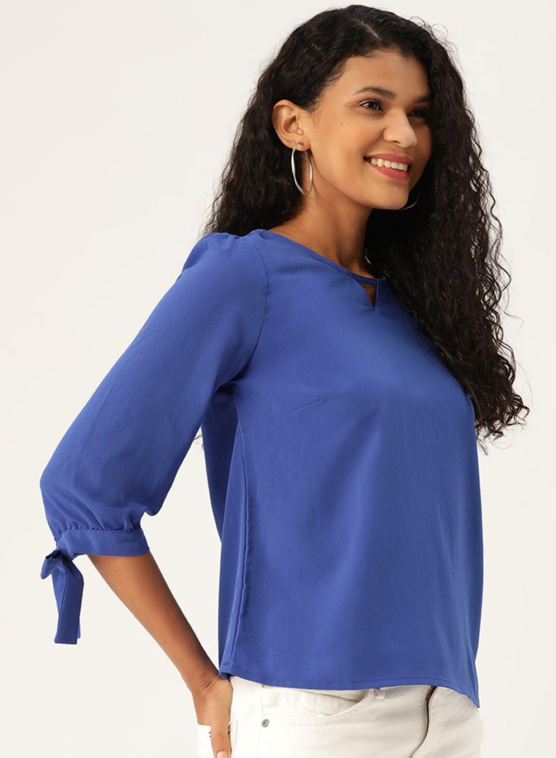 DressBerry Sleeve Tie Top Blue  - Image 3