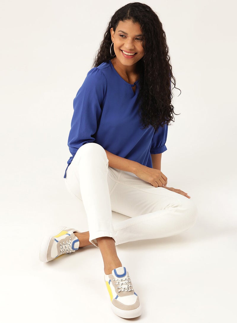 DressBerry Sleeve Tie Top Blue  - Image 4