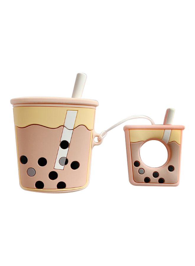 بيوينتي حافظة حماية بتصميم على شكل شاي بالحليب لسماعة أبل آيربودز وردي/بيج/أبيض - Image 1